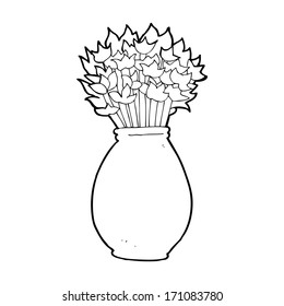 jarrón de caricatura de flores