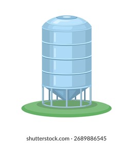 Cartoon Vector of Agricultural Storage Silo Isolated on White Background