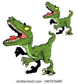Cartoon Vector Angry Raptor. Dinosaur Character