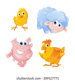 Cartoon vector animals. Farm animals.