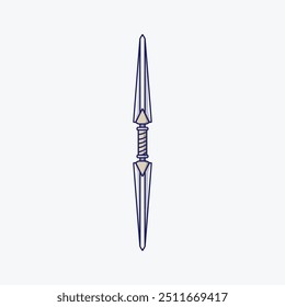 Arte vectorial de dibujos animados de arma ninja cuchillo kunai, aislado sobre fondo blanco