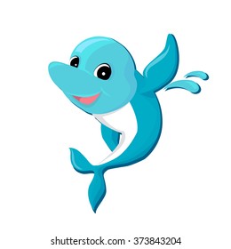 cartoon vector baby dolphin 