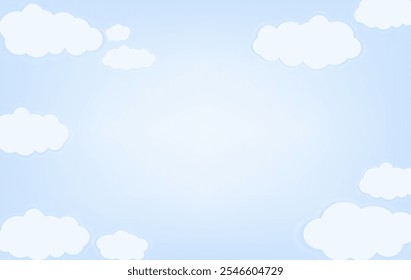 Cartoon vector background of clouds in the blue sky.