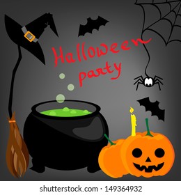 cartoon vector background with halloween decorations