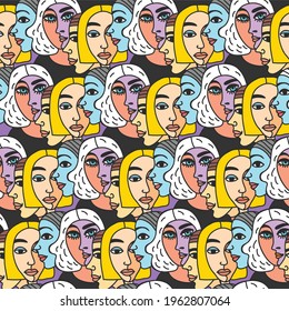 cartoon vector background with various people for wallpaper, textile, print, cover