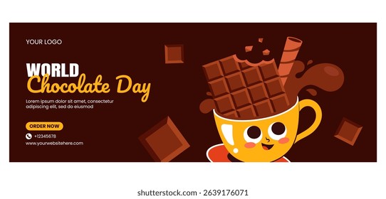 Cartoon Vector Background for World Chocolate Day Ads and Social Media Cover Content