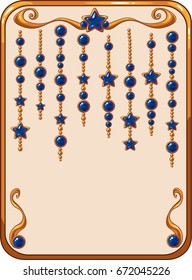 Cartoon vector banners with shiny gemstones and chain, background for invitation or postcard.  