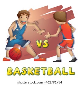 Cartoon vector basketball sport with separated layers for game and animation, game design asset