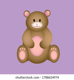 Cartoon vector bear. Sweet bruin illustration. Nice background