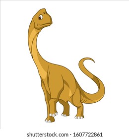 Cartoon Vector Big Long Neck Dinosaur Brachiosaurus