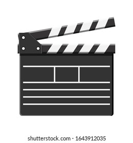 Cartoon vector black cinema clapperboard. 