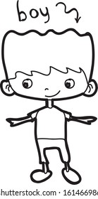 Cartoon vector  black and white boy