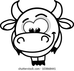 Cartoon vector black and white pig