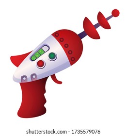 Cartoon vector blaster on white background illustration element for design. Retro futuristic technology style.