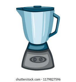 Cartoon Vector Blue Blender Isolated on White Background. Electric Stationary. Kitchen Devices