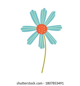 Cartoon vector blue cornflower flower