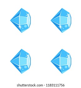 Cartoon vector blue gemstone, diamond shape, seamless pattern