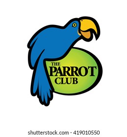 Cartoon Vector Blue Parrot Bird