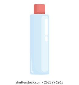 Vector de la historieta de una botella plástica azul del champú con un casquillo rojo aislado en un fondo blanco