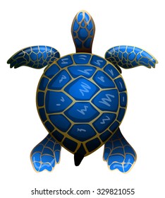 cartoon vector blue sea turtle