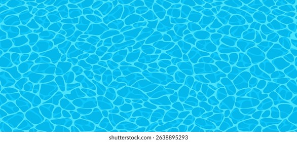 Cartoon vector of a blue swimming pool background in long banner format. Vector illustration for summer, water and vacation design template