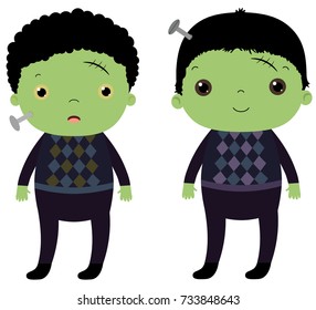 Cartoon vector boy dressed in Halloween costume