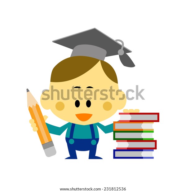 Cartoon Vector Boy Wear Mortar Board Stock Vector (Royalty Free ...