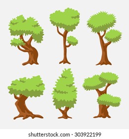 Cartoon vector bright trees