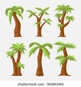 Cartoon vector bright trees collection