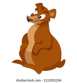 Cartoon vector brown bear, wondering, friendly, sitting