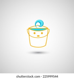 Cartoon  vector bucket of water.