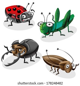 Cartoon vector bugs set.