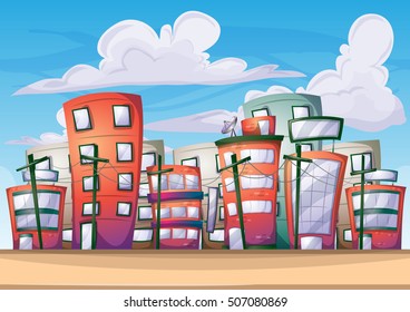 cartoon vector building background with separated layers for game art and animation game design asset in 2d graphic