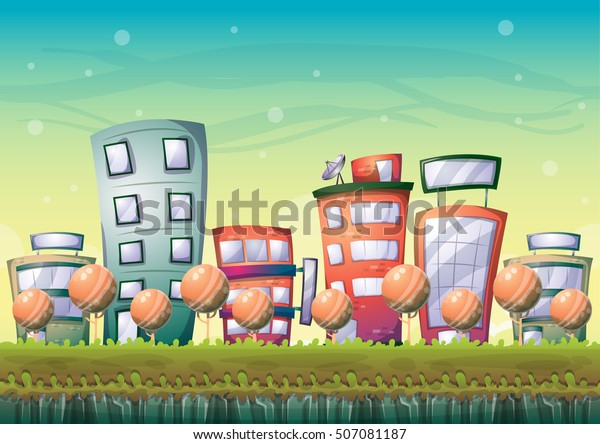 Cartoon Vector Building Background Separated Layers Stock Vector ...