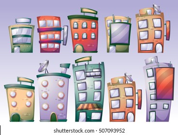 cartoon vector building objects with separated layers for game art and animation game design asset in 2d graphic