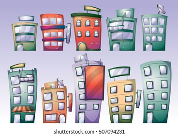 cartoon vector building objects with separated layers for game art and animation game design asset in 2d graphic