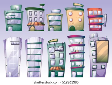 cartoon vector building objects with separated layers for game art and animation game design asset in 2d graphic