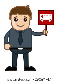 Cartoon Vector - Bus Sign Board