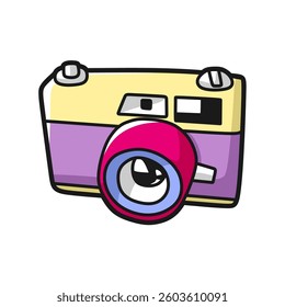 cartoon vector camera old yellow purple