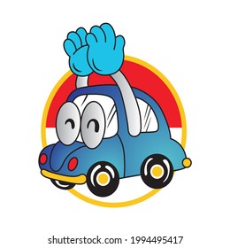 cartoon vector car clapping look happy