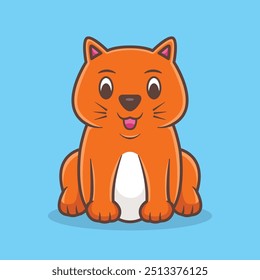 cartoon vector of a cat sitting facing front