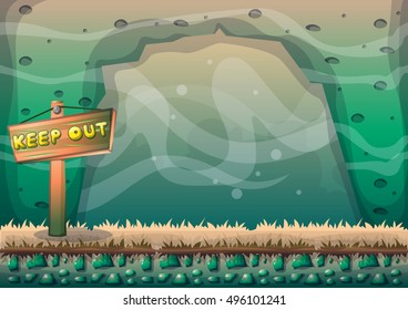 cartoon vector cave with separated layers for game and animation design asset