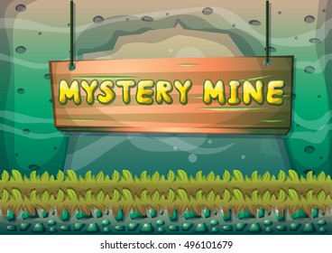 cartoon vector cave with separated layers for game and animation design asset