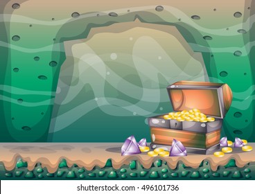 cartoon vector cave with separated layers for game and animation design asset