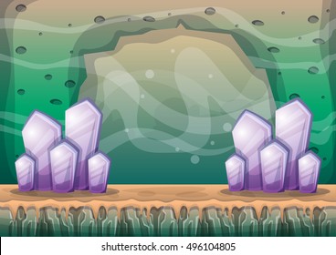 cartoon vector cave with separated layers for game and animation design asset