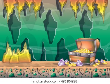 cartoon vector cave with separated layers for game and animation design asset
