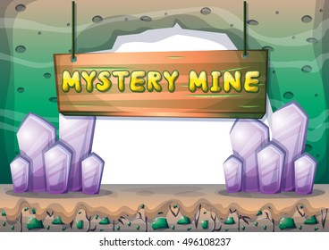 cartoon vector cave with separated layers for game and animation game design asset