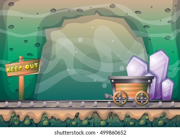 cartoon vector cave with separated layers for game and animation game design asset