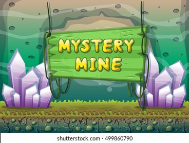 cartoon vector cave with separated layers for game and animation game design asset