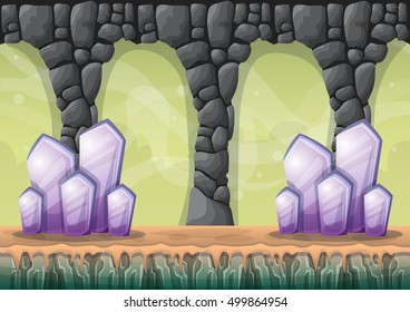 cartoon vector cave with separated layers for game and animation game design asset